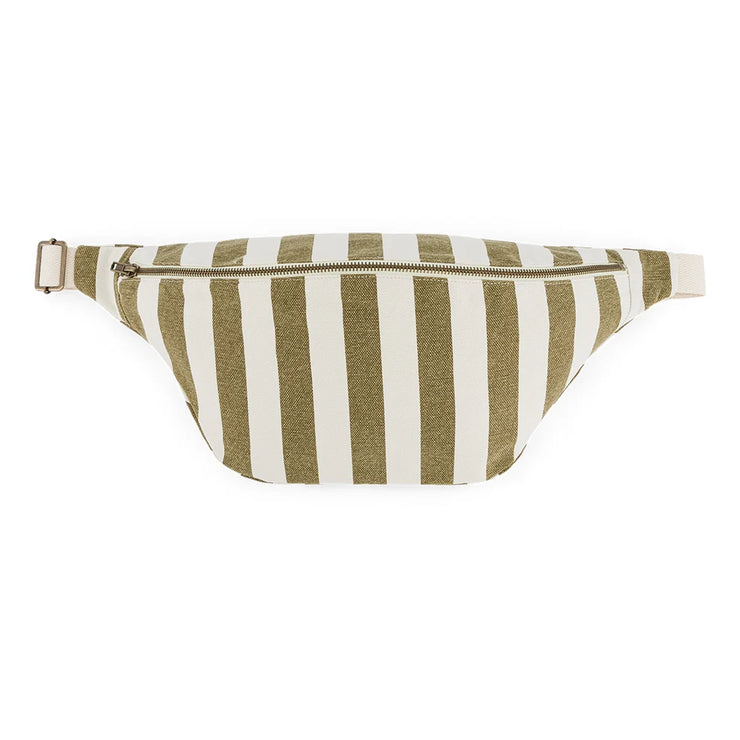 Sac Banane Rayures Olive / Ecru - Rose on April