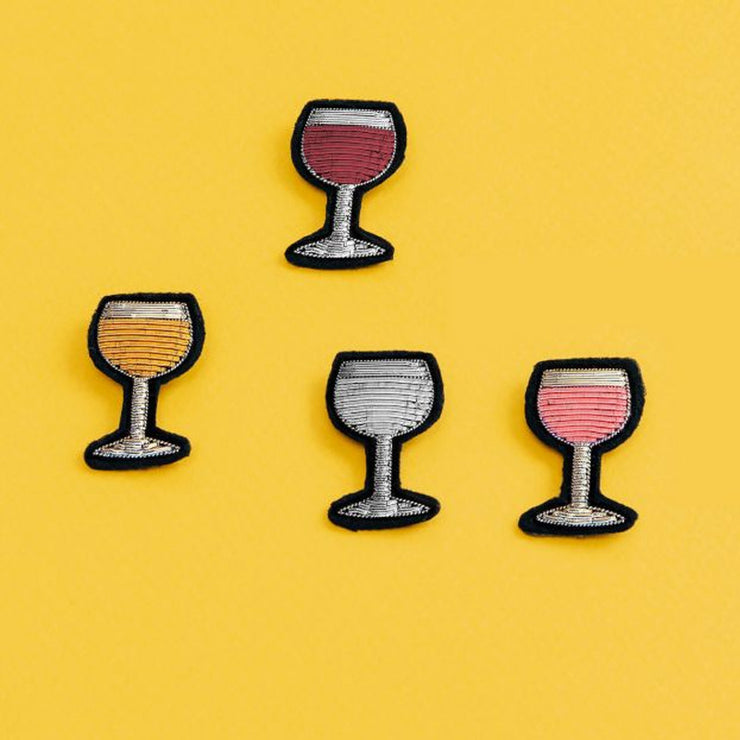 Broche Brodée Verre de Vin Rosé - Macon et Lesquoy