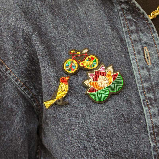 Broche brodée - Lotus - Macon&Lesquoy