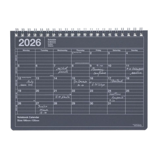Calendrier Mensuel 2026 Noir S - MARK'S