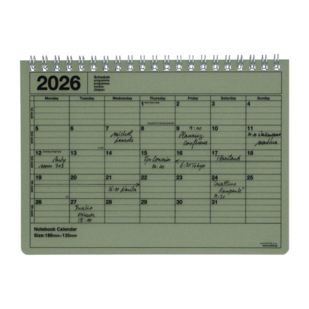 Calendrier Mensuel 2026 Khaki S - MARK'S