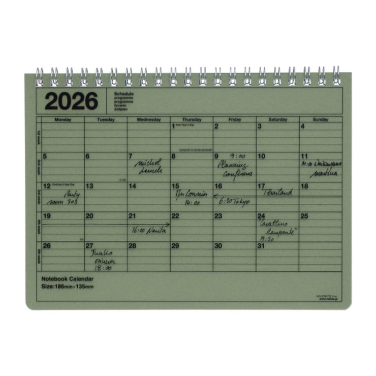 Calendrier Mensuel 2026 Khaki S - MARK'S