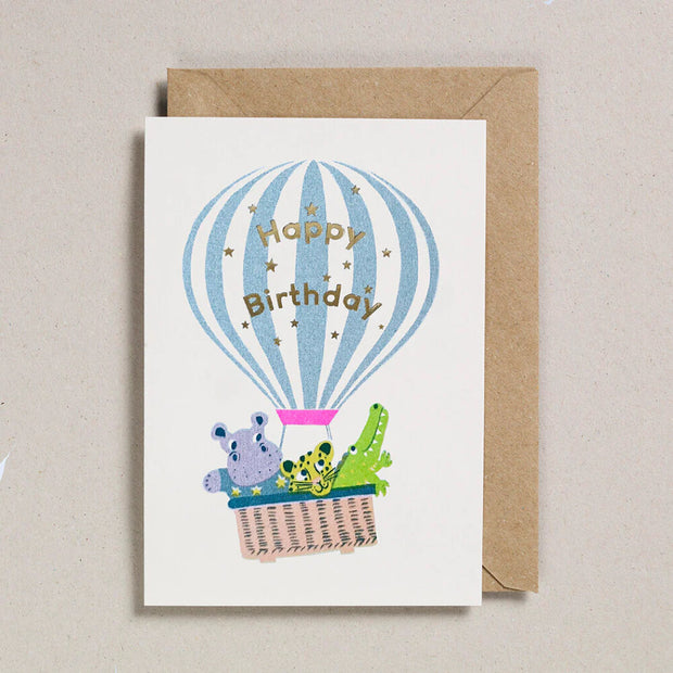 Carte Happy Birthday - Animaux en Montgolfière - Petra Boase