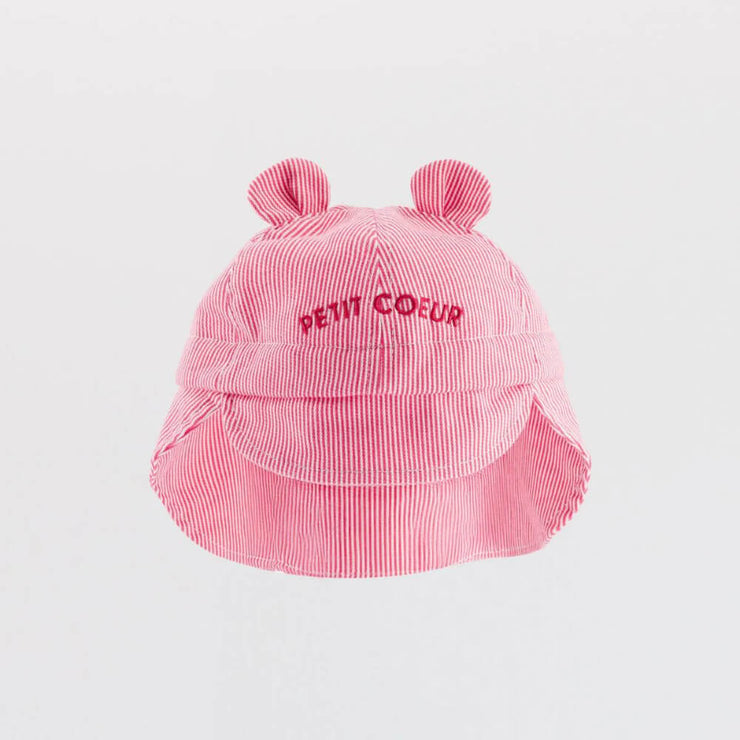 Chapeau Rayé Rose - Petit Cœur - Chamaye
