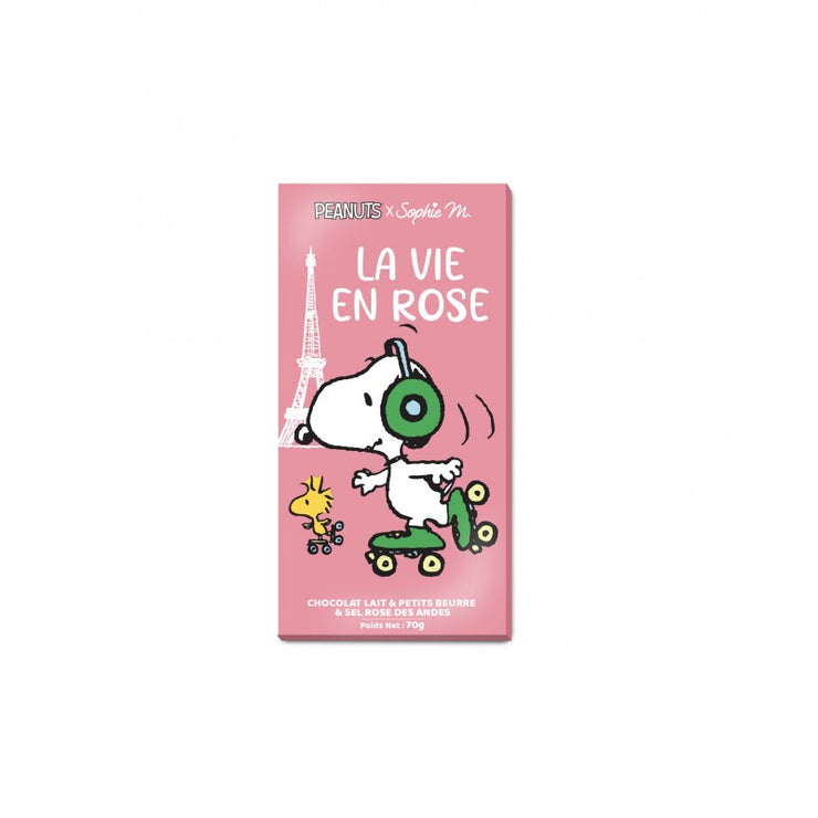 Snoopy - Tablette chocolat au Lait Ptit Beurre & Sel rose - Snoopy - Tablette chocolat au Lait Ptit Beurre & Sel rose
