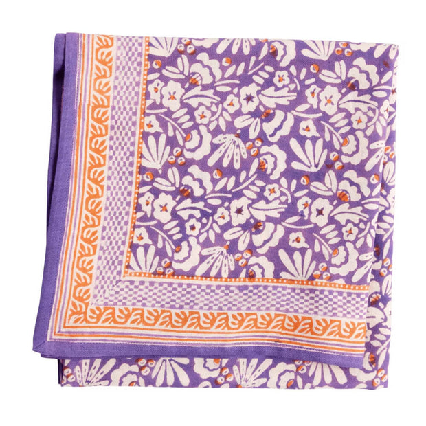 Foulard imprimé "Fleurs Indiennes" Iris Violine - Bonheur du Jour
