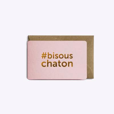 Mini carte Bisous Chaton Rose - Les Éditions du Paon