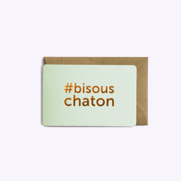 Mini Carte Bisous Chaton Bleu - Les Éditions du Paon