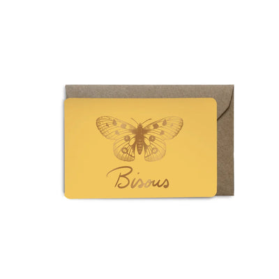Mini Carte papillon bisous jaune - Les Éditions du Paon