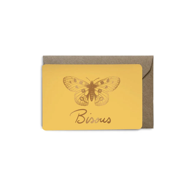 Mini Carte papillon bisous jaune - Les Éditions du Paon