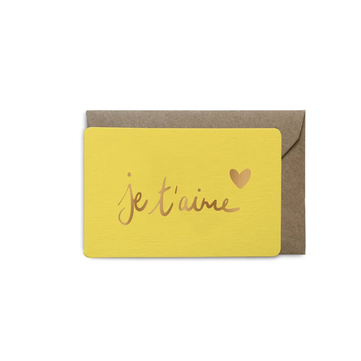 Mini Carte Je taime Jaune - Les Éditions du Paon