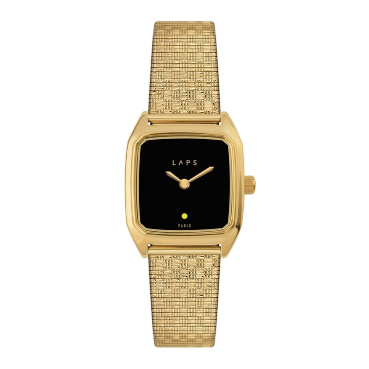 Montre Prima Oria Noire - Bracelet Métal Damier - Laps