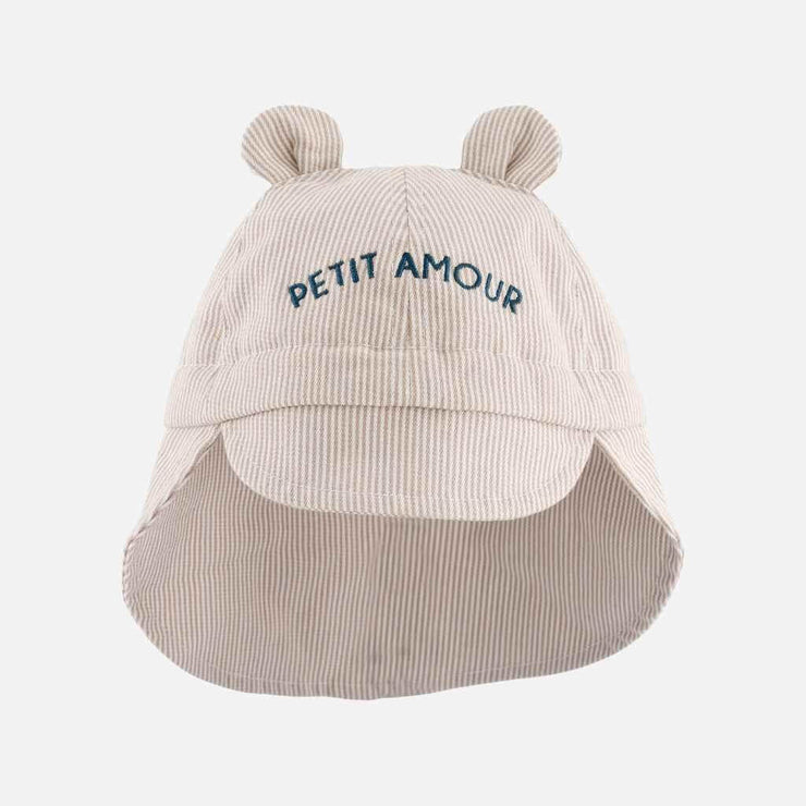 Chapeau bébé Petit Amour rayé beige - Chamaye