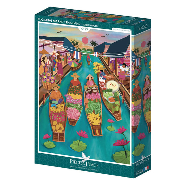 Puzzle Marché Flottant en Thaïlande - 1000 Pièces - Peaces & Peace