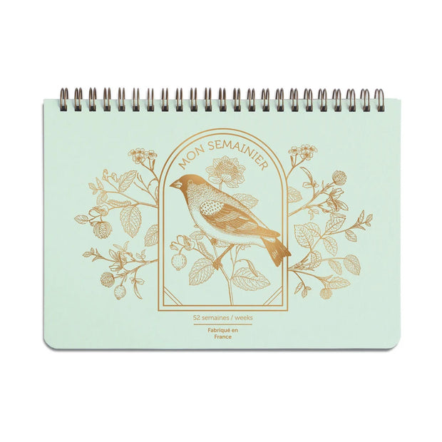 Weekly Planner - Moineau Vert Eau - Les Editions du Paon