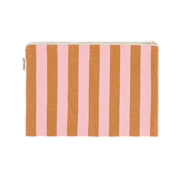Pochette  Lili  Rayures Caramel / Strawberry - Rose in April