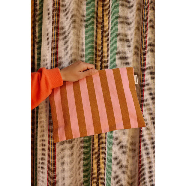 Pochette  Lili  Rayures Caramel / Strawberry - Rose in April