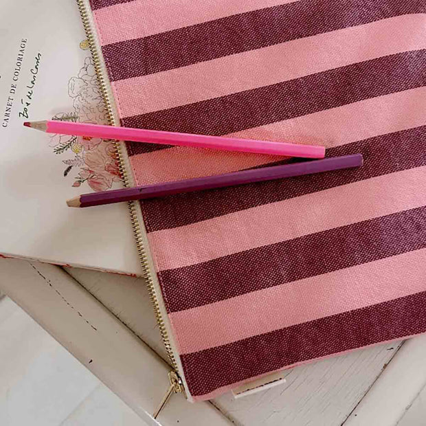 Pochette Lili Rayé Bordeaux/ Flamingo - Rose in April