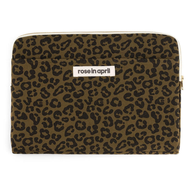 Pochette Ordinateur Octave Leopard Olive - Rose in April