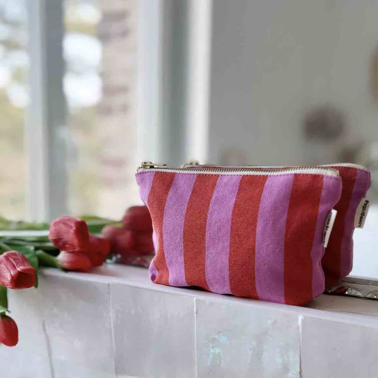Trousse Sofia Rayures Orchidée/Rouge - Rose in April