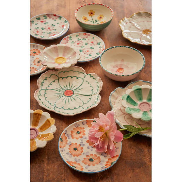 Assiette à Gâteau Fleurs Oranges - Rice
