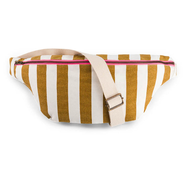 Sac Banane Rayures Écru / Caramel - Rose on April