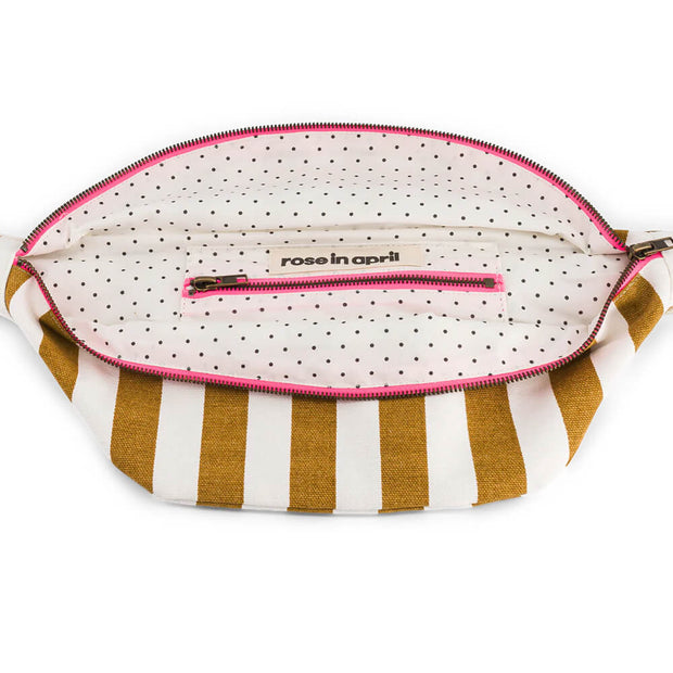 Sac Banane Rayures Écru / Caramel - Rose on April