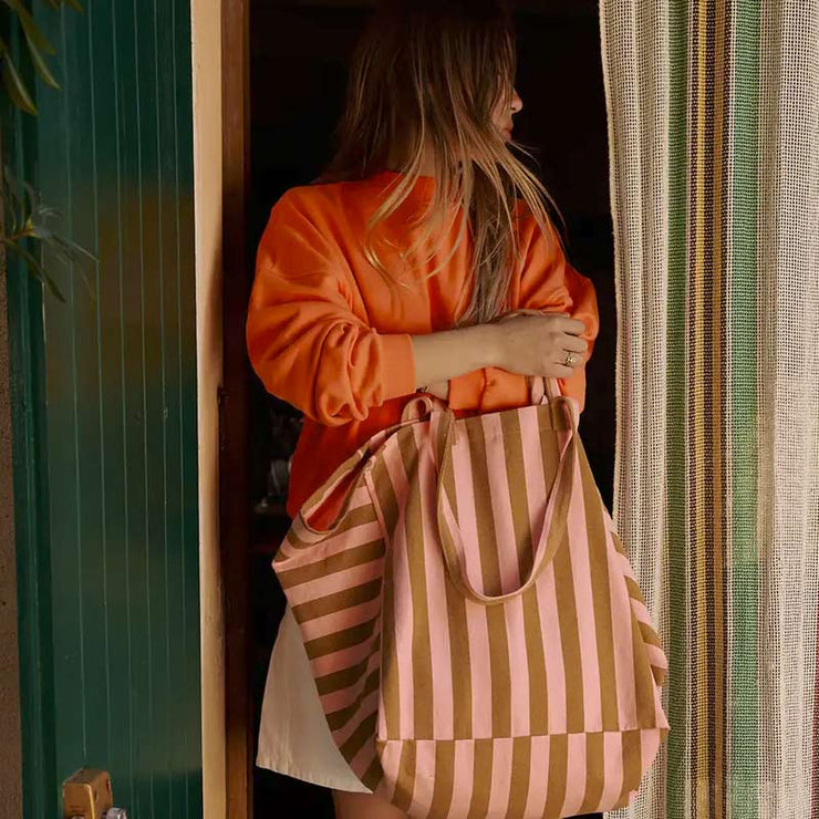 Sac Cabas Elisa Rayé Strawberry/Caramel - Rose in April