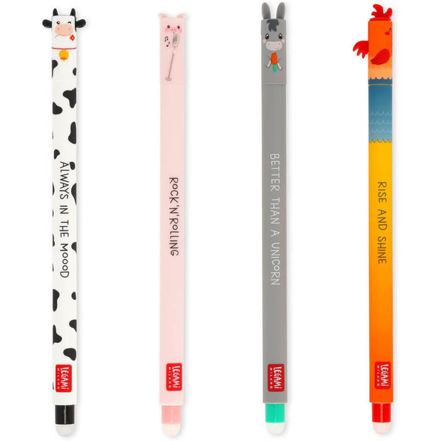 Set de 4 stylos gel effaçables ferme - Legami