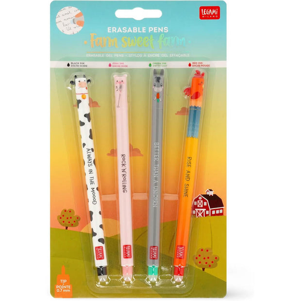 Set de 4 stylos gel effaçables ferme - Legami