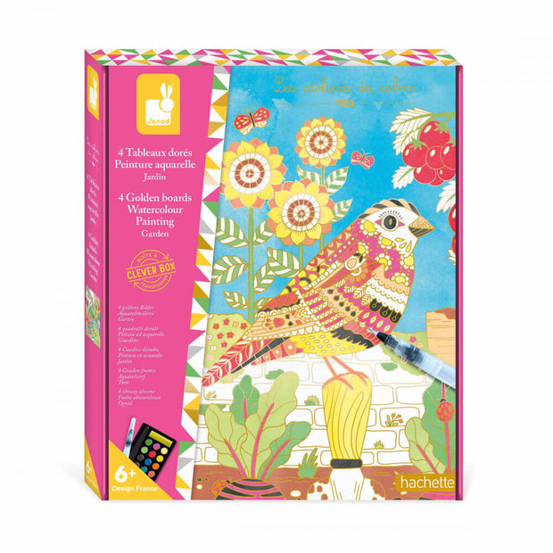 Kit de 4 Tableaux Dorés - Peinture Aquarelle Jardin - Janod