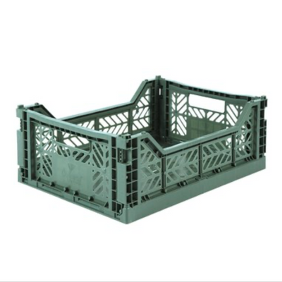 rangement original et pratique - moyenne cagette pliable - almond green