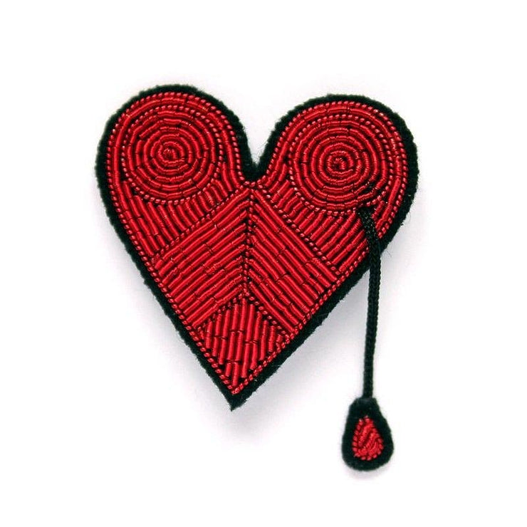 Grande broche brodée - Coeur rouge - Macon et Lesquoy