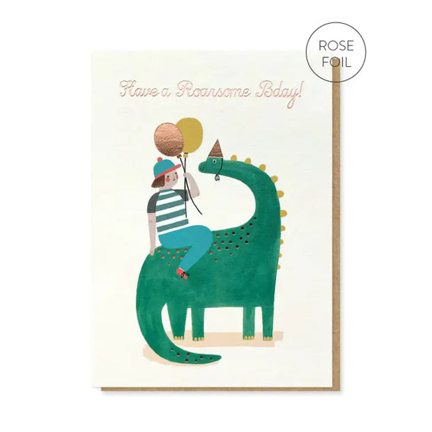 Carte Double "Have a Roarsome Bday !" Dino - Stormy Knight