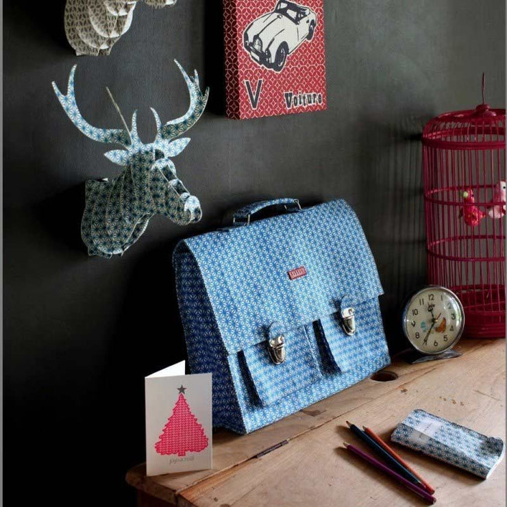 Cartable Enfant en Toile - Imprimé Turquoise
