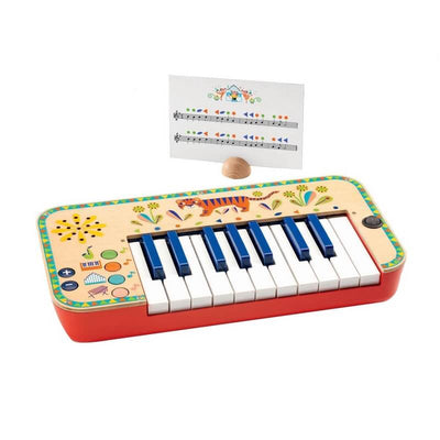 instrument de musique pour enfant débutant, le synthétiseur Djeco permet aux petits d'éveiller leur sens artistique