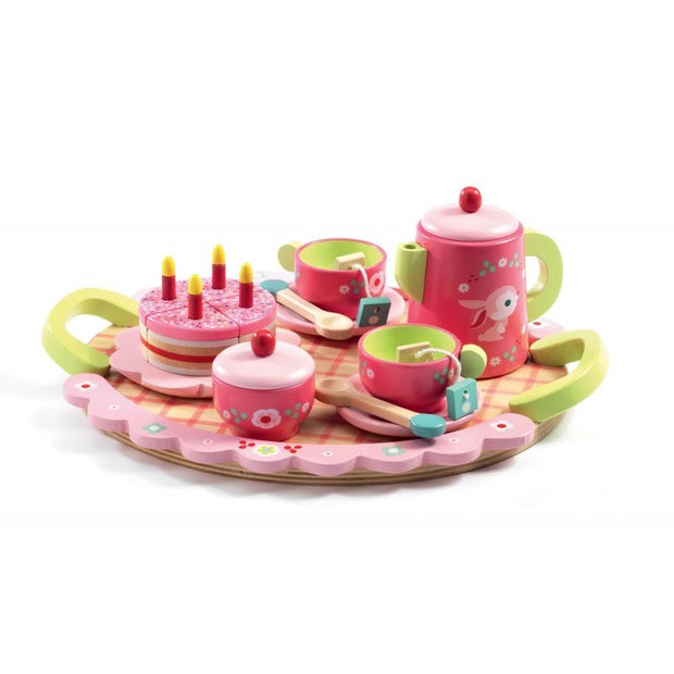 Adorable dinette pour enfant rose et vert comprenant tous les éléments pour un goûter réussi! 