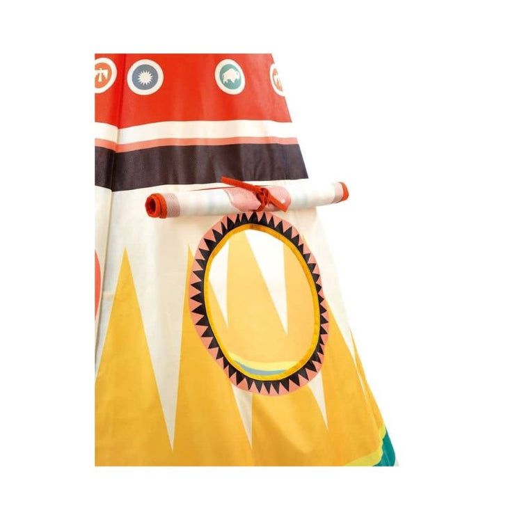Djeco - Tipi pour enfants multicolore et originale - style amérindien avec plumes - cadeau enfant anniversaire