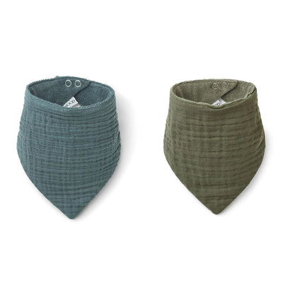 Set de 2 bavoirs en coton - Bleu & Vert