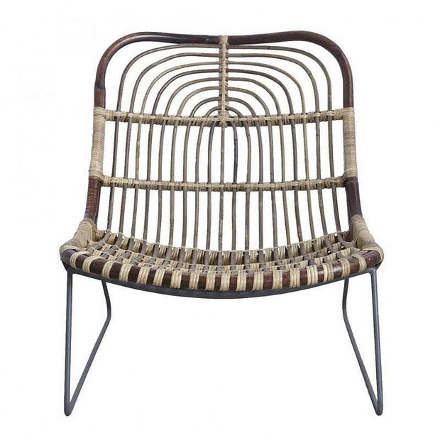 Fauteuil en métal et rotin KAWA