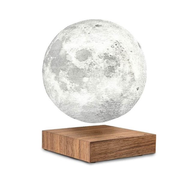 Gingko - Lampe à poser originale et chaleureuse - impression de lune en lévitation - walnut - idée cadeau impressionnante