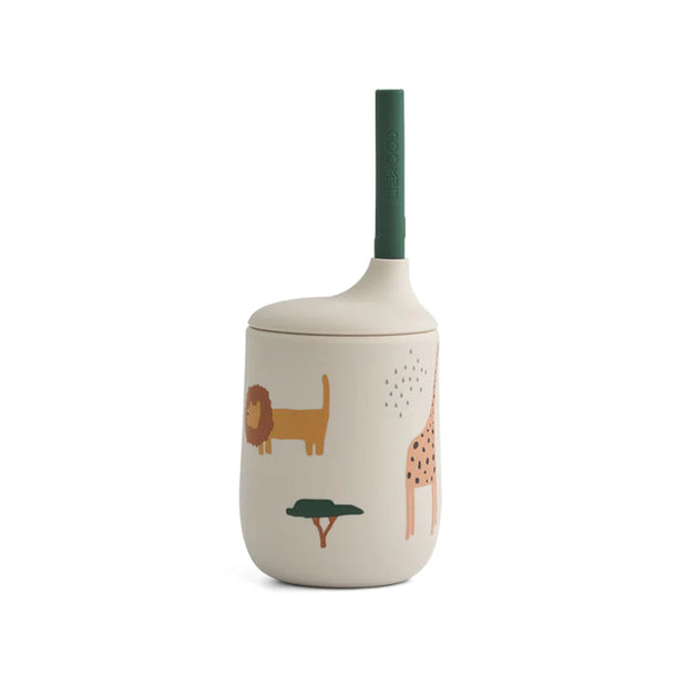 Gobelet et paille en silicone - Safari Sandy Mix