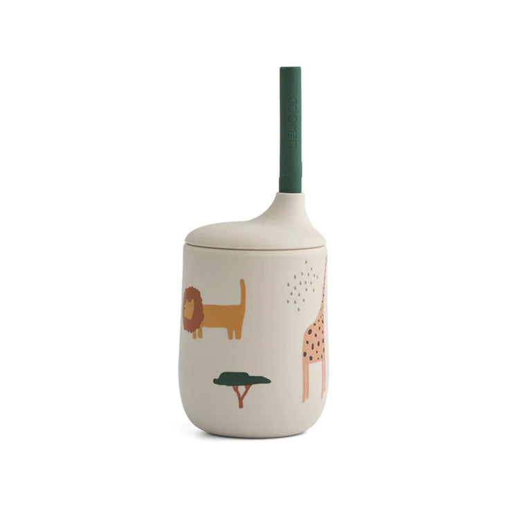 Gobelet et paille en silicone - Safari Sandy Mix