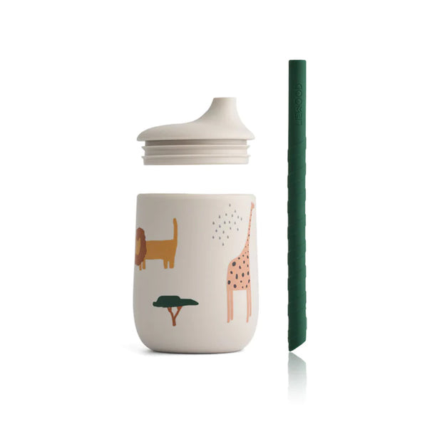 Gobelet et paille en silicone - Safari Sandy Mix