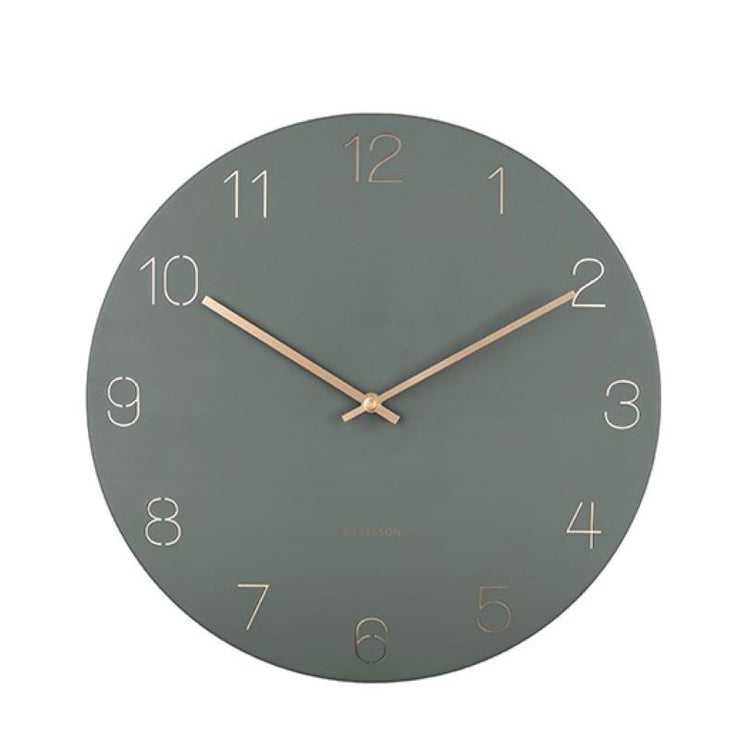 KARLSSON - décoration originale - Horloge numéros gravés vert 