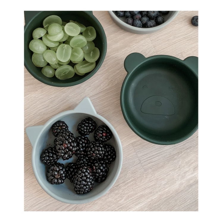 lot de 4 bols incassables au design rigolo, lavables au lave-vaisselle qui amuseront les enfants à l'heure du repas 