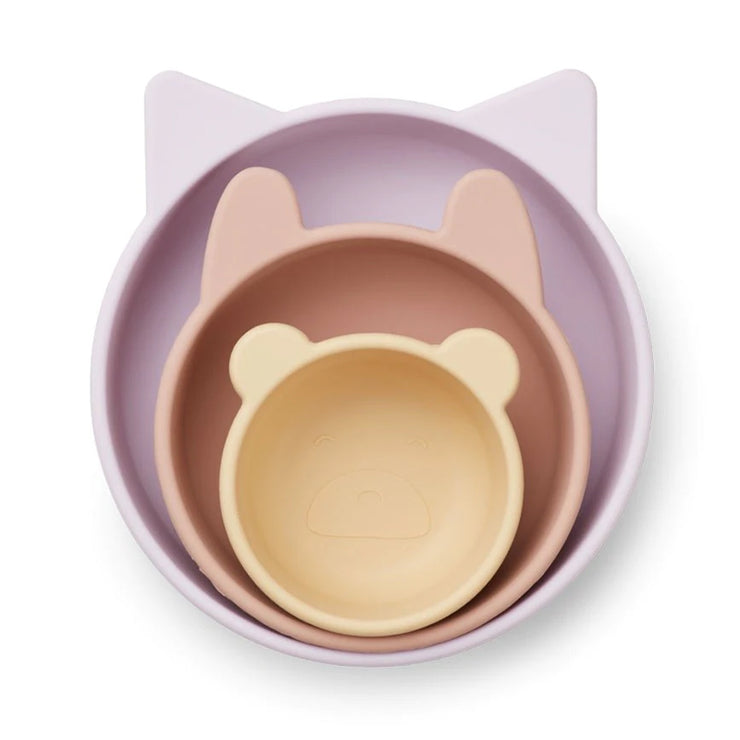 Lot de 3 bols en silicone - Lavande Mix
