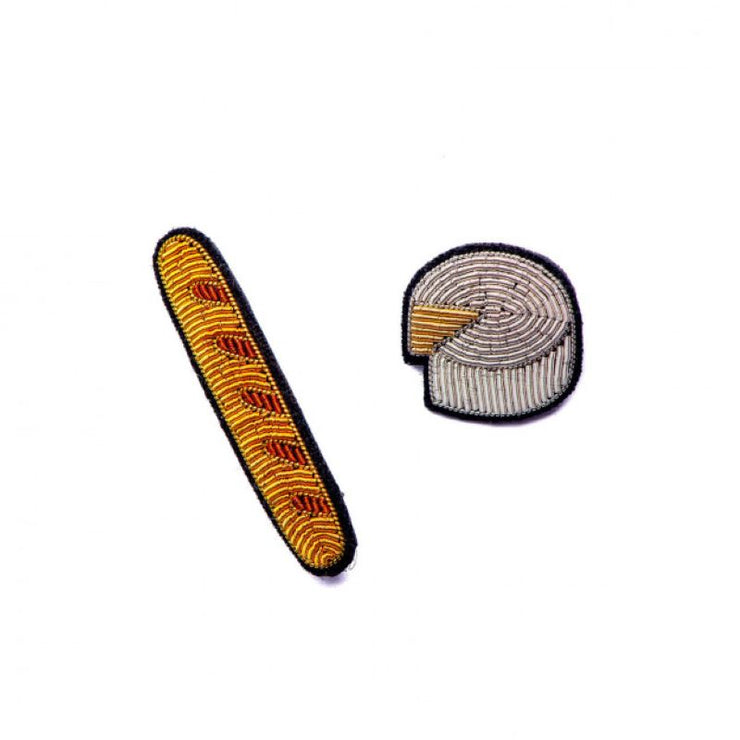 broches brodées - baguette et camembert