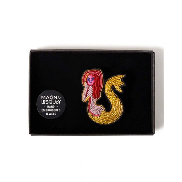 Broche brodée - Sirène Multicolore