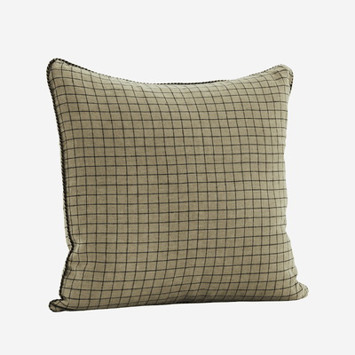 Housse de Coussin Carrée Carreaux Taupe - Madam Stoltz